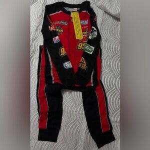Vintage Disney Lightning McQueen Red & Black Kids Racing Pajamas-